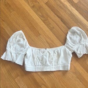 White Puff Sleeve Crop Top